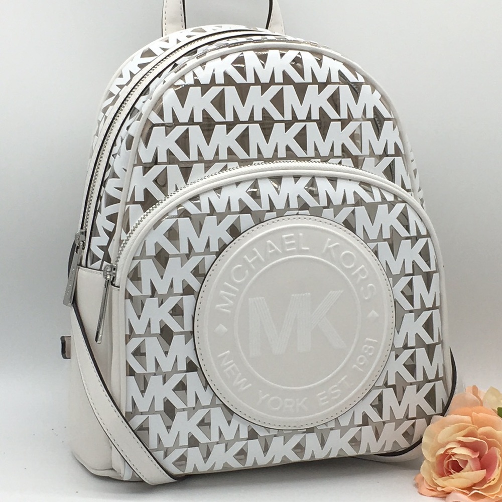 MICHAEL KORS ABBEY MD BACKPACK OPTIC WHITE - Picture 1 of 8